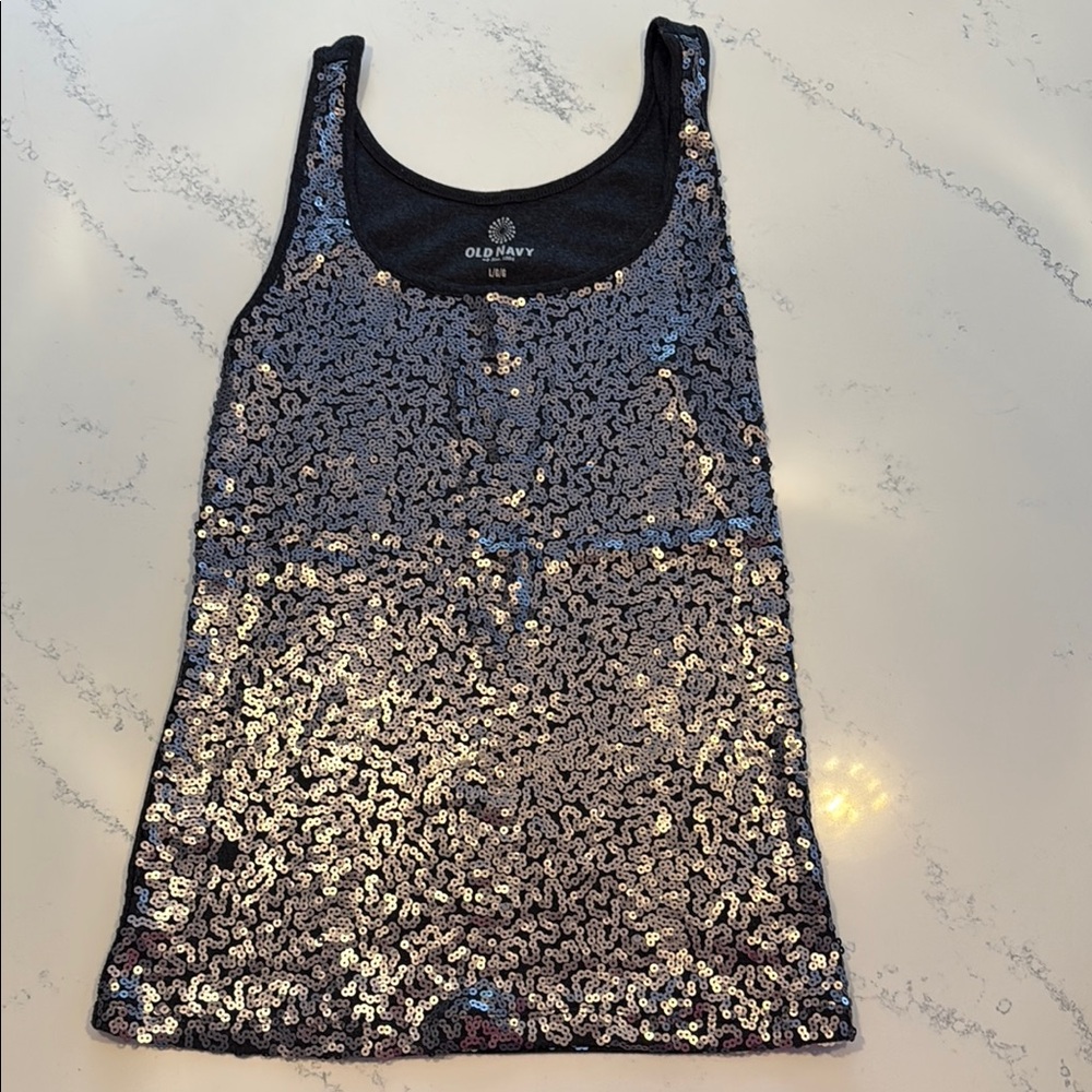 Old Navy Women's Sequin Tank Top - Silver